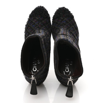CHANEL Tweed Short Ankle Boots 38 Multicolor