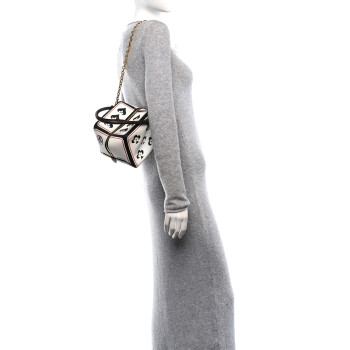 LOUIS VUITTON Taurillon Game On Square Dice Bag White