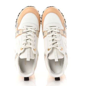 LOUIS VUITTON Calfskin Damier Azur Run Away Sneakers 36 White