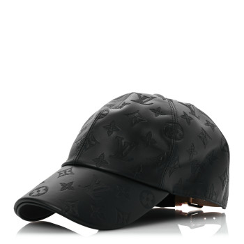 LOUIS VUITTON Calfskin Monogram Shadow Baseball Cap 58 Black