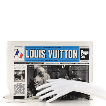 LOUIS VUITTON Calfskin Newspaper Print Pouch