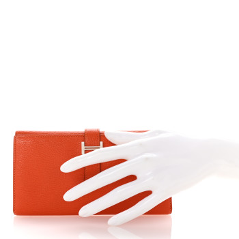 HERMES Chevre Mysore Bearn Gusset Wallet Orange HERMES Chevre Mysore Bearn Gusset Wallet Orange