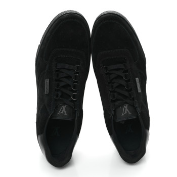 LOUIS VUITTON Suede Mens LV Trainer Sneakers 10 Black