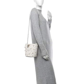 CHANEL Lambskin Quilted Pearl About Pearls Drawstring Bag White