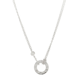 CARTIER 18K White Gold 2 Diamond LOVE Necklace