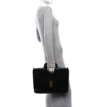 CHANEL Lambskin Stitched Briefcase Bag Black CHANEL Lambskin Stitched Briefcase Bag Black
