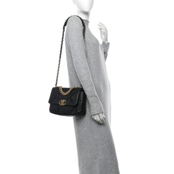CHANEL Shing Goatskin Quilted Medium Chanel 19 Flap Black CHANEL Shing Goatskin Quilted Medium Chanel 19 Flap Black
