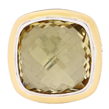 DAVID YURMAN Sterling Silver 18K Yellow Gold Champagne Citrine 18mm Albion Statement Ring 54 7