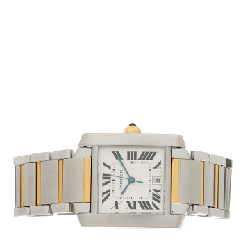 CARTIER Stainless Steel 18K Yellow Gold 28mm Tank Francaise Automatic Watch