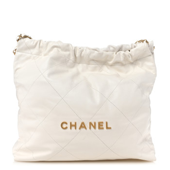CHANEL Shiny Calfskin Quilted Chanel 22 White