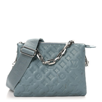 LOUIS VUITTON Lambskin Embossed Monogram Coussin PM Blue Glacier