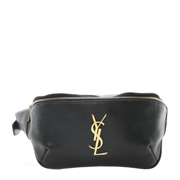 SAINT LAURENT Grain De Poudre Monogram Belt Bag Black SAINT LAURENT Grain De Poudre Monogram Belt Bag Black
