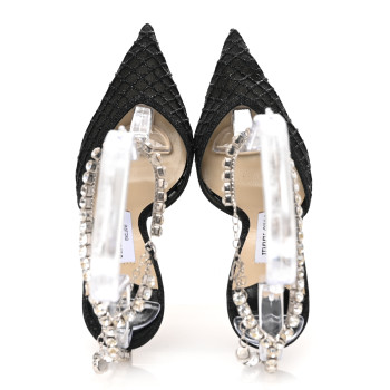 JIMMY CHOO Glitter Checker Board Mesh Crystal Saeda 100 Pumps 35.5 Black