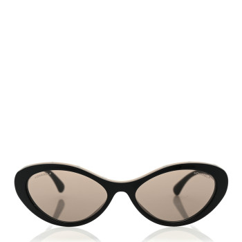 CHANEL Acetate Oval Sunglasses 5416 Black Beige