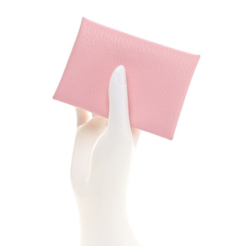 HERMES Chevre Mysore Calvi Duo Card Case Rose Sakura