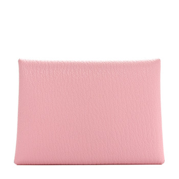 HERMES Chevre Mysore Calvi Duo Card Case Rose Sakura