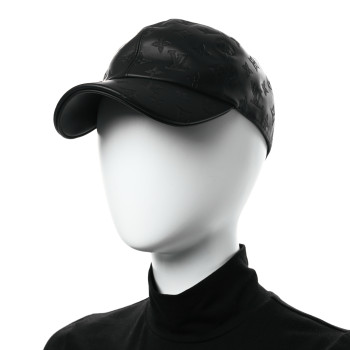 LOUIS VUITTON Calfskin Monogram Shadow Baseball Cap 58 Black