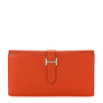 HERMES Chevre Mysore Bearn Gusset Wallet Orange HERMES Chevre Mysore Bearn Gusset Wallet Orange
