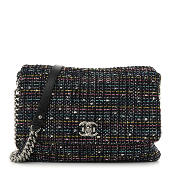 CHANEL Tweed Small Messenger Flap Navy