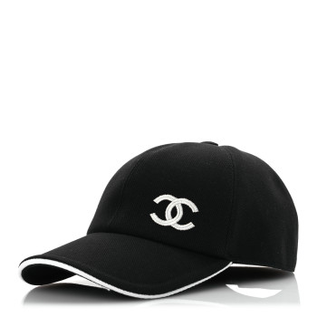 CHANEL Cotton CC Cap Hat Black White