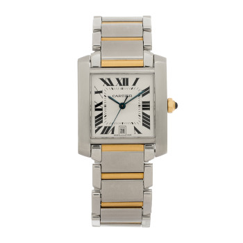 CARTIER Stainless Steel 18K Yellow Gold 28mm Tank Francaise Automatic Watch