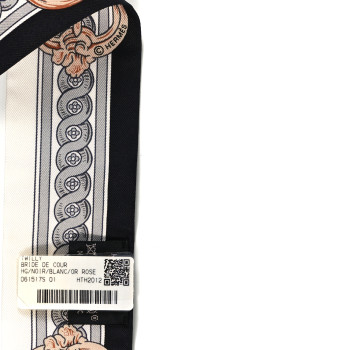HERMES BRIDE DE COUR ツイリー HERMES Silk Bride De Cour Twilly Black White Or Rose 1668798