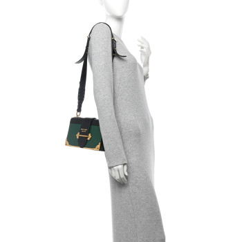 PRADA City Calf Saffiano Cahier Bag Biliardo Black