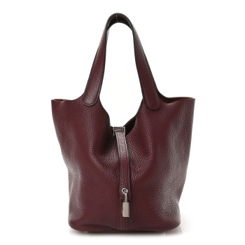 HERMES Taurillon Clemence Picotin Lock 22 MM Bordeaux