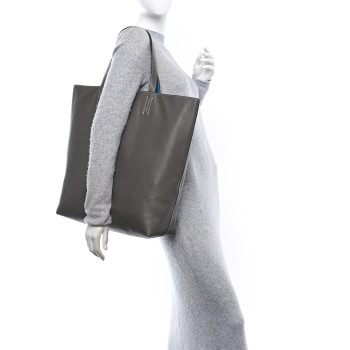 HERMES Taurillon Clemence Double Sens 45 Reversible Tote Bleu Izmir Etain