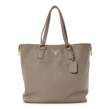 PRADA Vitello Phenix Side Zip Tote Argilla