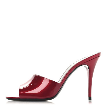 SAINT LAURENT Vernice Gloss La 16 95 Mule Sandals 39 Tibet Red