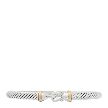 DAVID YURMAN Sterling Silver 18K Yellow Gold 4mm Cable Classic Buckle Bracelet