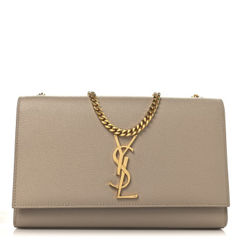 SAINT LAURENT Grain De Poudre Medium Monogram Kate Satchel Nude Powder