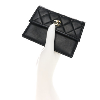 CHANEL Lambskin Quilted Coin Purse Black