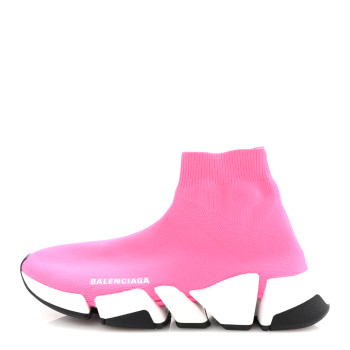 BALENCIAGA Neoprene Knit Womens Speed Sneakers 38 Pink White