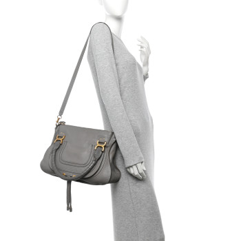 CHLOE Calfskin Medium Marcie Satchel Cashmere Grey