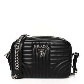 PRADA Soft Calfskin Diagramme Camera Bag Black