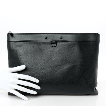 LOUIS VUITTON Calfskin Monogram Shadow Discovery Pochette Black