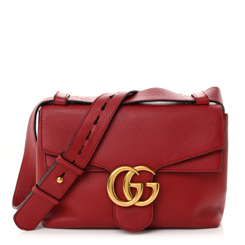 GUCCI Cellarius Calfskin GG Marmont Shoulder Bag Vulcanic Red
