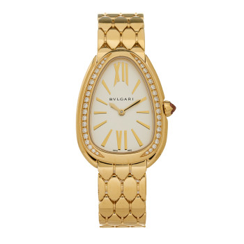 BULGARI 18K Yellow Gold Diamond Bezel 33mm Serpenti Seduttori Quartz Watch