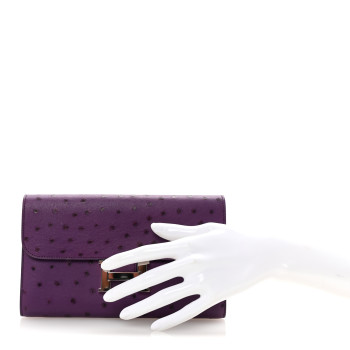 HERMES Ostrich Constance Long Wallet Violine