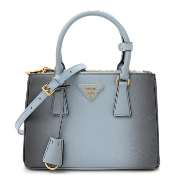 PRADA Saffiano Lux Ombre Small Galleria Double Zip Tote Celeste