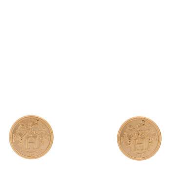 HERMES 18K Rose Gold TPM Ex-Libris Stud Earrings