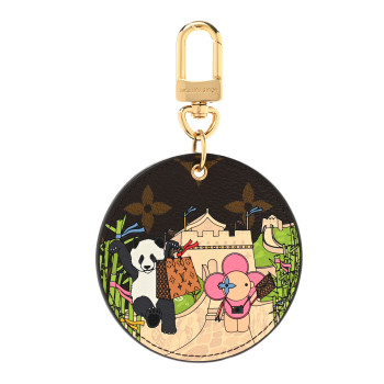 LOUIS VUITTON Monogram 2021 Christmas Animation China Wall Bag Charm Key Ring Myosotis Blue