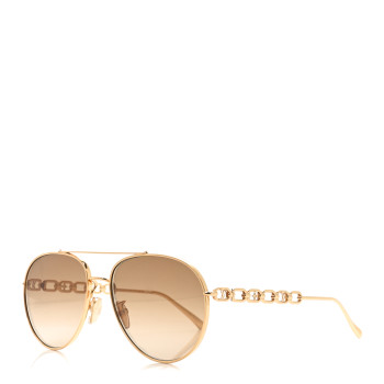 LOUIS VUITTON Metal My LV Chain Pilot Sunglasses Z1539E Gold