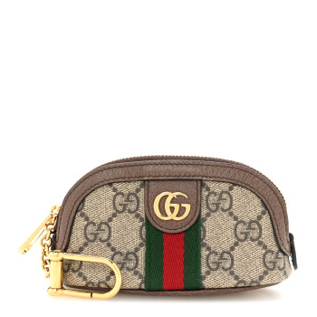 GUCCI GG Supreme Monogram Web Ophidia Dome Key Pouch Beige New Acero