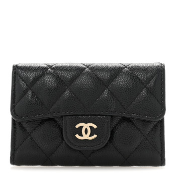 CHANEL Caviar Quilted Flap Card Holder Wallet Black