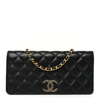CHANEL Lambskin Quilted CC Clutch On Chain Black CHANEL Lambskin Quilted CC Clutch On Chain Black