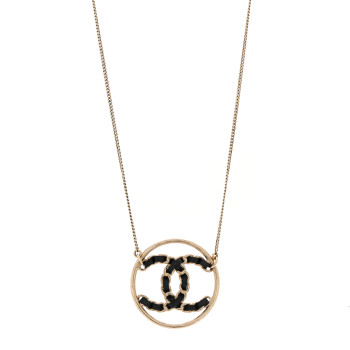 CHANEL Lambskin CC Chain Necklace Gold Black