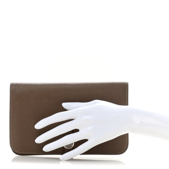 HERMES Togo Dogon Duo Wallet Etoupe